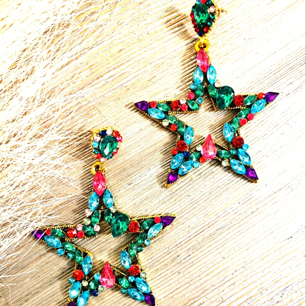 Colorful Star Drop Earrings
